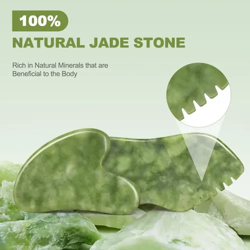 Masajeador Facial Gua Sha Set Airogym Jade Stone Para Mujer
