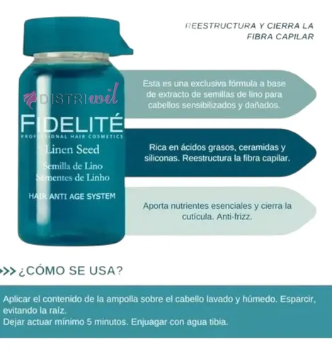 Caja De Ampollas Semillas De Lino Reestructurante Con Nutrientes Esenciales Hidratante Brillo Suavidad Fidelite X12 Unidades Uso Profesional Premium Salon Belleza