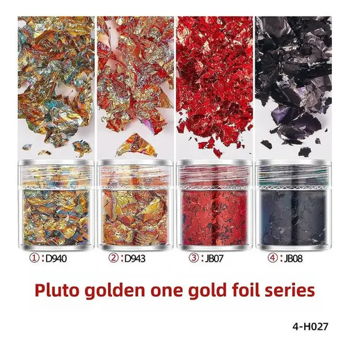 4x Copos De Lámina Para Uñas, Plutón Oro
