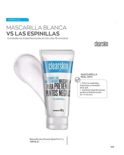 Avon Mascarilla P/ Prevenir Puntos Negros C/arcilla Blanca
