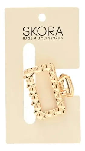 Broche Pinza De Pelo Metal Cuadriculado Rectangular 4cm