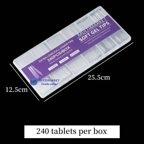 Tips Sistema Soft Gel Ultra Finos Flexibles Xxl 240 Un