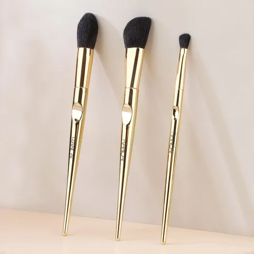 Set De 3 Brochas De Maquillaje Doradas