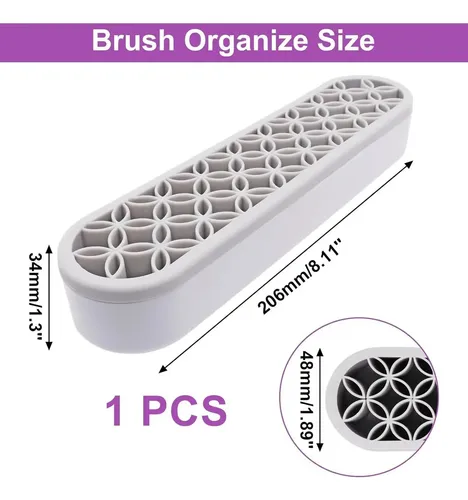 Organizador De Brochas Silicona Gris Claro Para Maquillaje G