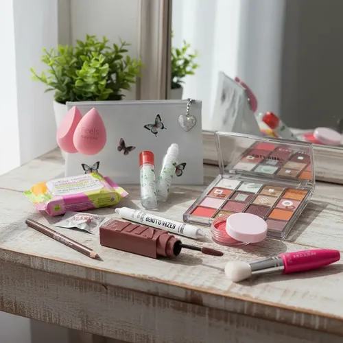 Set Maquillaje Completo Sombras Labiales Mascara Estuche X12
