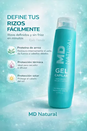 Gel Md Natural Gel Para Rulos Anti Frizz Apto Método Curly