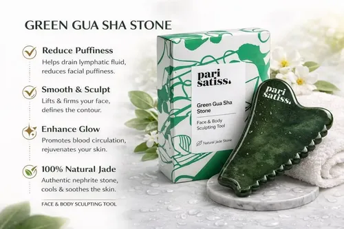 Gua Sha Jade Verde Para Rostro Cuello Y Mandíbula