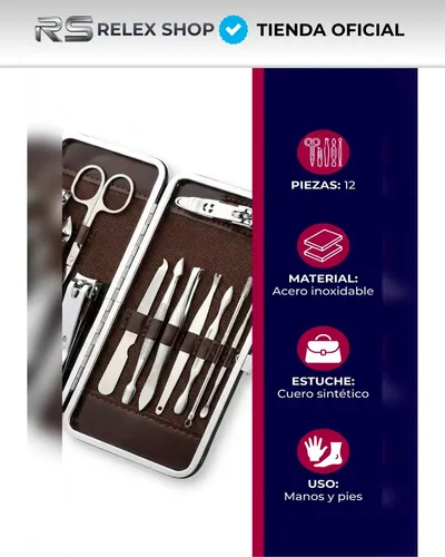 Kit Manicura Premium Con Estuche Portátil 12 Piezas