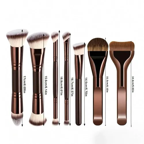 Set Brochas Maquillaje Profesional Sintéticas Base Rubor Con