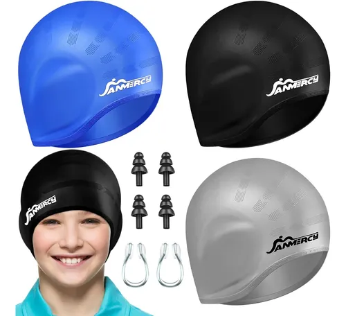 3 Gorros De Baño Para Niños Con Bolsillo 3d En La Oreja…