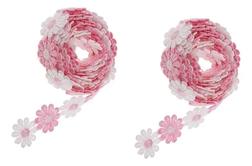 4 Yardas, Rosa, , 25 Mm, Cinta De Encaje De Margarita