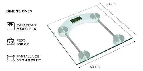 Balanza Portatil Baño Digital De Vidrio 180 Kg Cuadrada