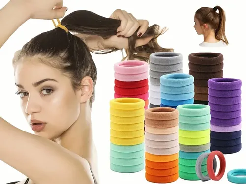 Q- Cintas Elásticas De Algodón Para El Pelo, 100 Unidades ,