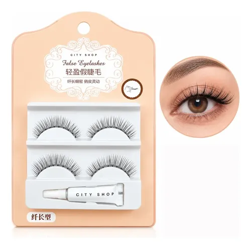 2 Pares De Pestañas Postizas Borde De Hilo Apta Extensiones