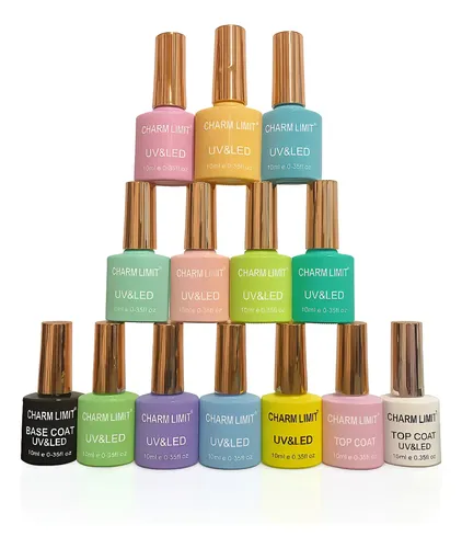 Kit Manicuria Semipermanente X 14 Un. Base Top Coat Uñas Gel