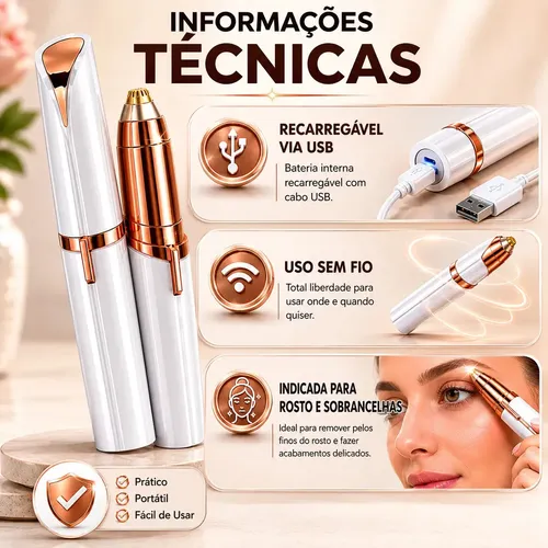 Caneta Depiladora Sobrancelha Elétrico Recarregável Usb Bivo