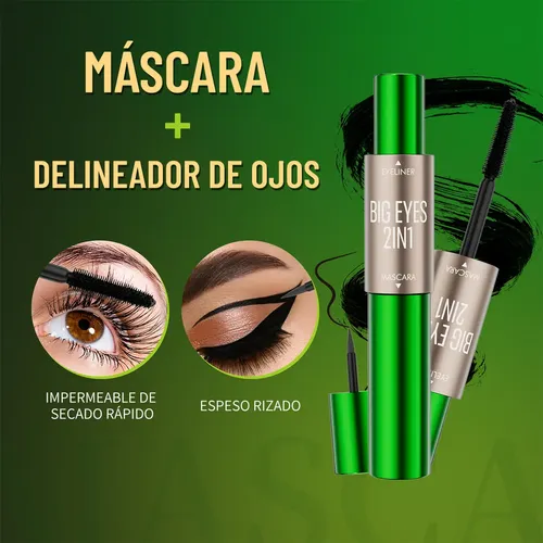 Rímel Pestañas Volumen Con Lápiz Delineador, 24h Waterproof