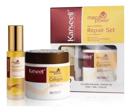Combo Karseell Mascarilla Capilar de Colágeno 500ml – Aceite de Maca 50ml