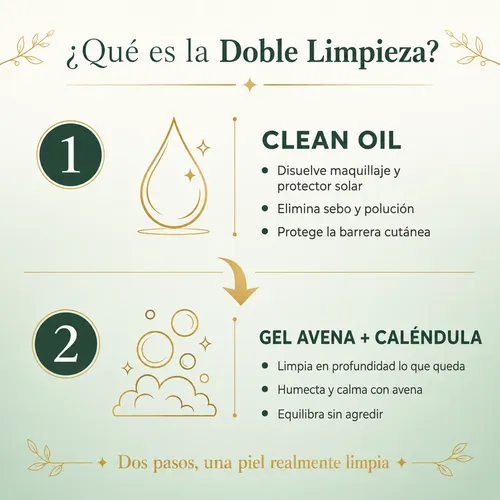 Kit Doble Limpieza Facial Clean Oil + Gel Avena Biobellus