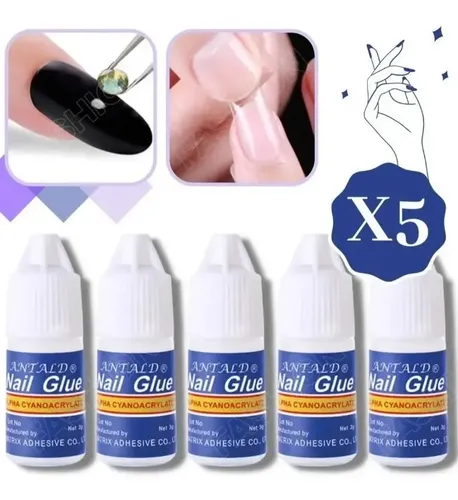 Pegamento X5 Nail Glue Para Uñas Postizas Tips Strass Gotero