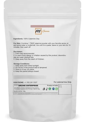 Polvo De Arcilla De Calamina 100% Natural De Mganna 3.53 Oz