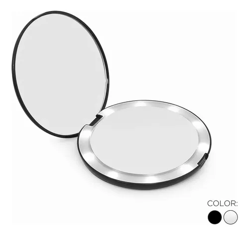 Espejo Led Plegable Portátil Doble Con Aumento E811 Negro