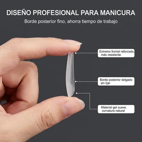 Tips Soft Gel Coffin Mate 504 Unidades 12 Tamaños