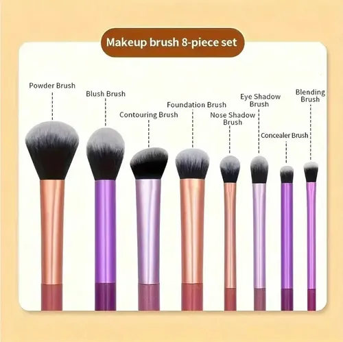 M/h Set 8pzs Brochas De Maquillaje Profesionales Alta