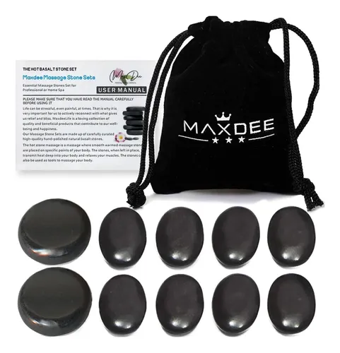 Set De Masaje Hot Stones Maxdee Con 10 Piedras Pequeñas
