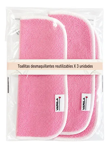 Toallitas Desmaquillantes Reutilizables Varila Rosa Pack X3