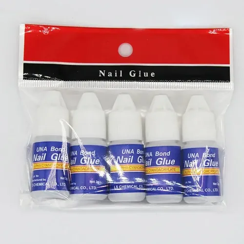 Pegamento Nail Glue Para Uñas Postizas Tips Strass Gotero X5