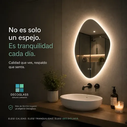 Espejo Luz Led Desempañante Touch Tactil Irregular 60 X 80
