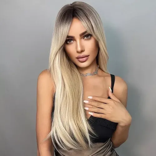 Pelucas De Cabello Sintético Rubio Ombré Para Mujeres -///