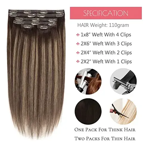 Extensiones De Cabello Human C/clip 7u 40cm #r2-2/6