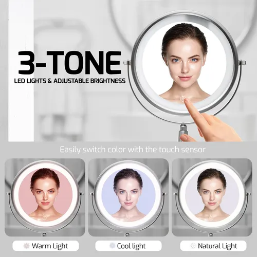 Espejo De Maquillaje Ovente De 18 Cm Iluminado Con Aumento D