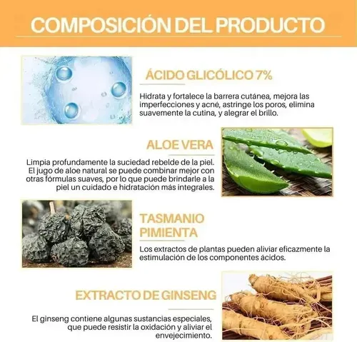 M* Solución Tonificante De Ácido Glicólico Al 7%, 8.44 *xl