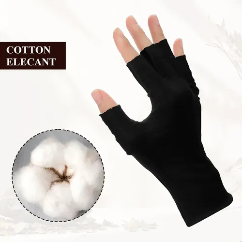 Guantes Negros Sin Dedos Algodón Hidratantes Para Manos Sec