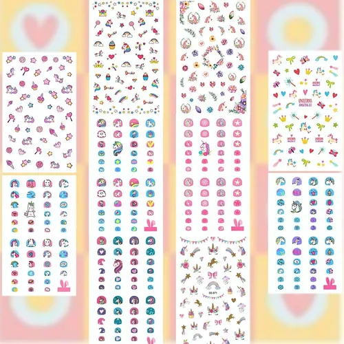 /10 Pegatinas De Uñas Unicornio Calcomanías Adhesivas Niños+