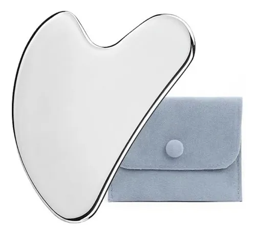 Gua Sha Facial de Acero Inoxidable para Masaje Antiedad con Estuche