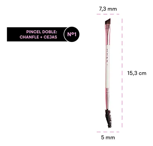 Pincel Doble Delineador Angular + Cepillo Cejas Sintético Mazz