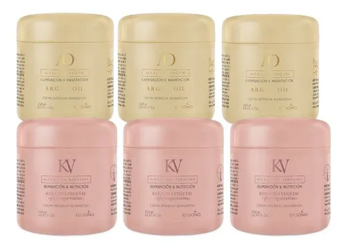 Combo Máscaras Argán/keratina De 250ml Ossono X6uni Elección