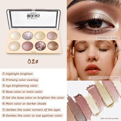 Paleta Baked Shimmer 8 Colores Champán Oro Maquillaje Ojos
