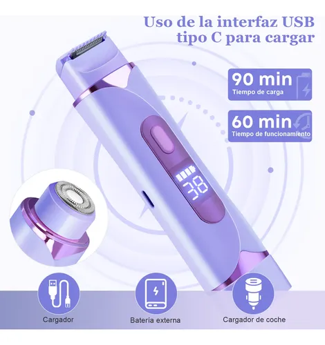 Y Depiladora Rasuradora Mujer Eléctrica Doble Cabeza 2 In 1