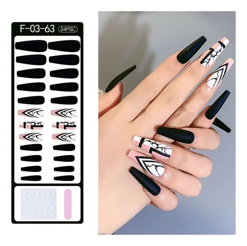 24 Puntas De Uñas Postizas De 30 X 24 Unidades De Largo, Tam