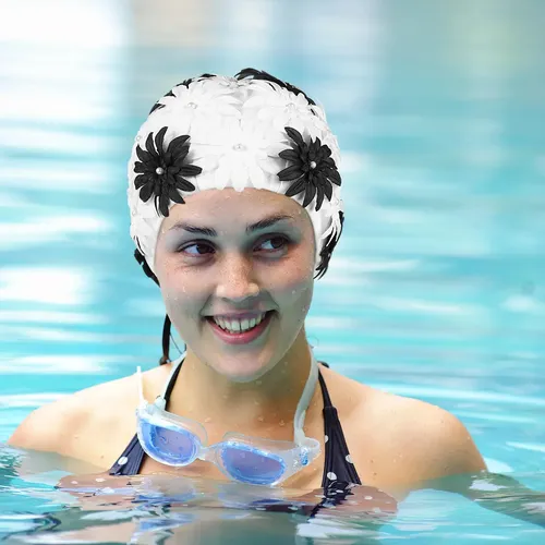 A Gorro De Natación Con Forma De Flor De Perla Hueca Ljk