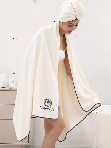 Juego Toalla Grande Y Gorro Absorbente Para Spa Hogar