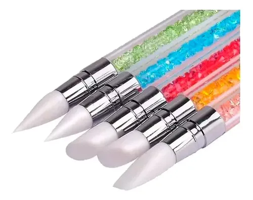 Kit Pinceles De Silicona Doble Punta Para Decoracion De Uñas