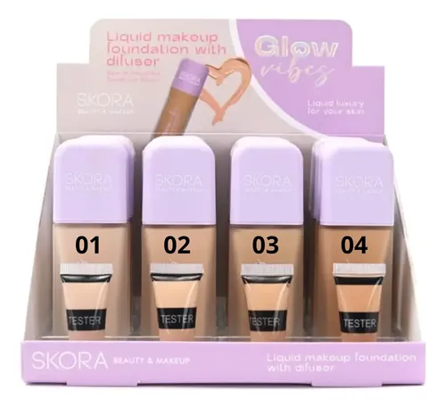 Base De Maquillaje Liquida Skora Con Difusor Envase Vidrio