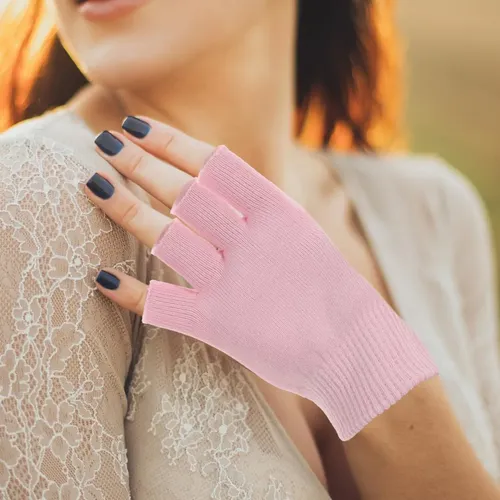 Guantes Hidratantes Rosa Sin Dedos Algodón Reutilizables