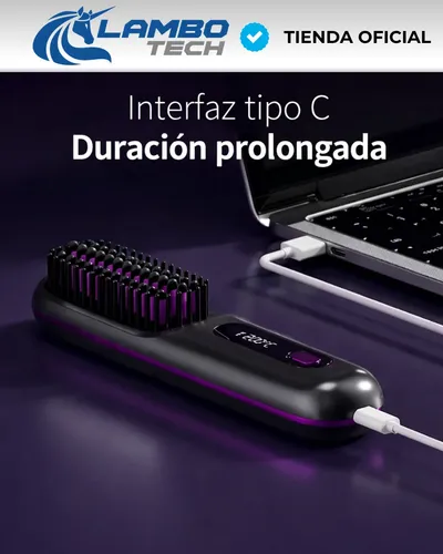 Plancha Peine Inalámbrica Led Iones Y Temperatura Ajustable